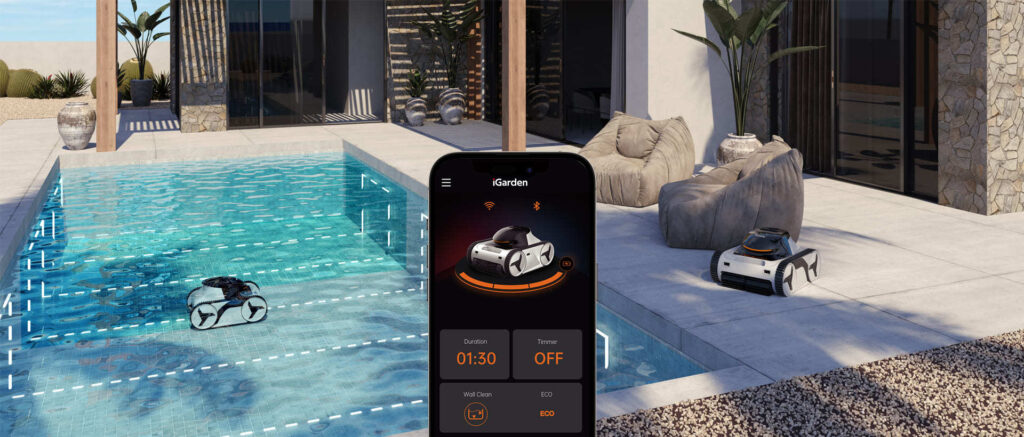 Pool mit InverX Roboter und iGarden App